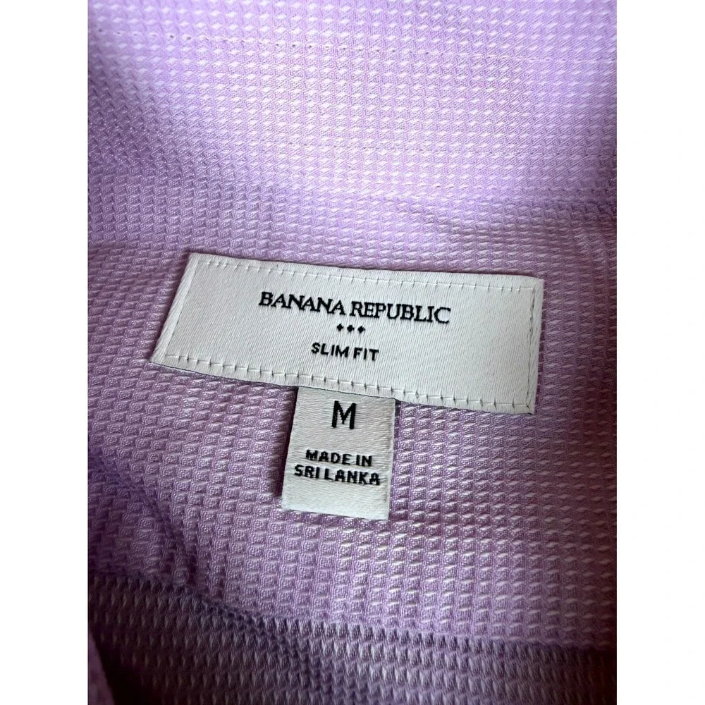 Banana Republic Mens Medium Purple Cotton Long Sleeve Slim Fit Button Up Shirt